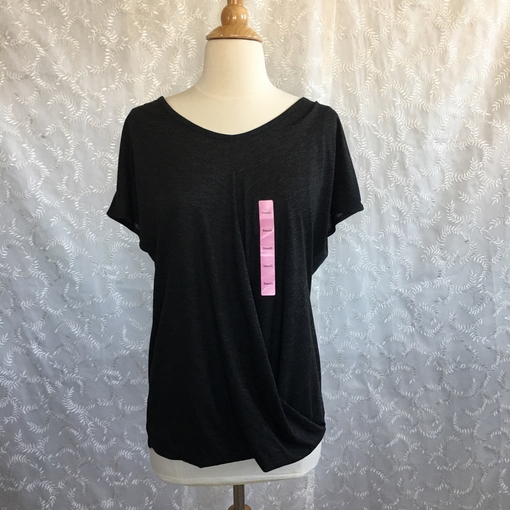 TANGERINE twist front BLACK tee top NWT
